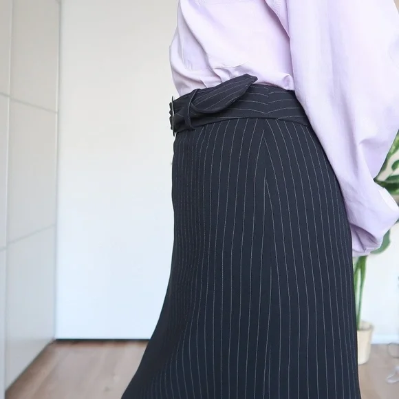 Tahari striped career midi skirt with belt